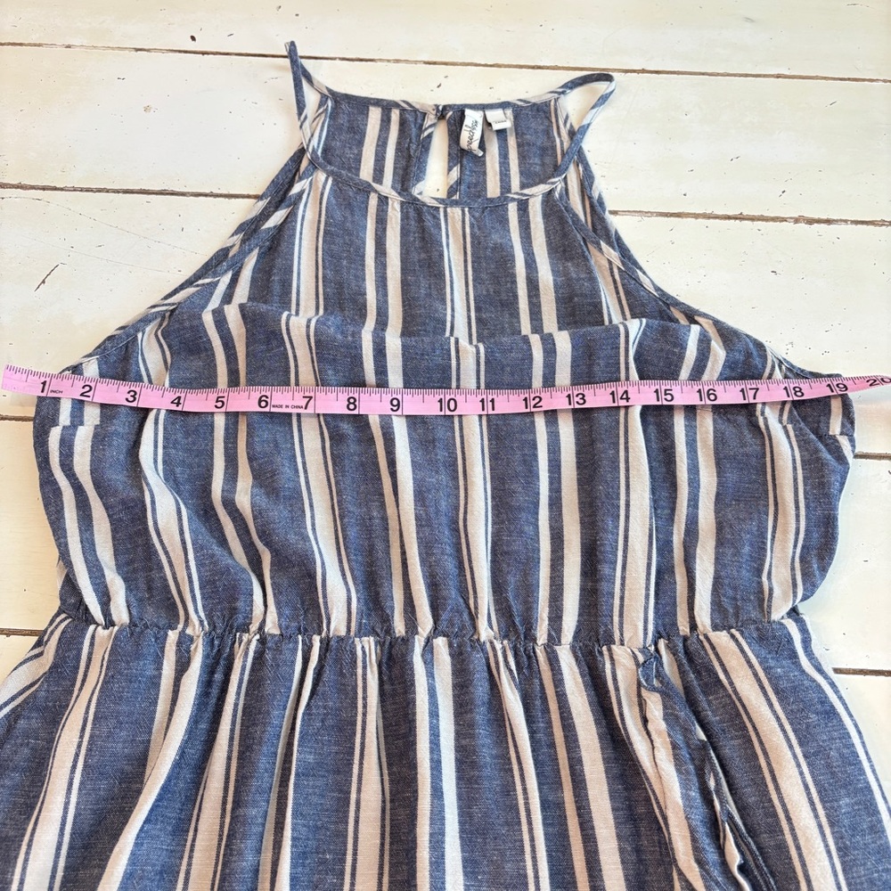 Speechless Striped Ruffle Wrap Dress Women’s Size XXL Blue Cream Linen Blend - Picture 11 of 13
